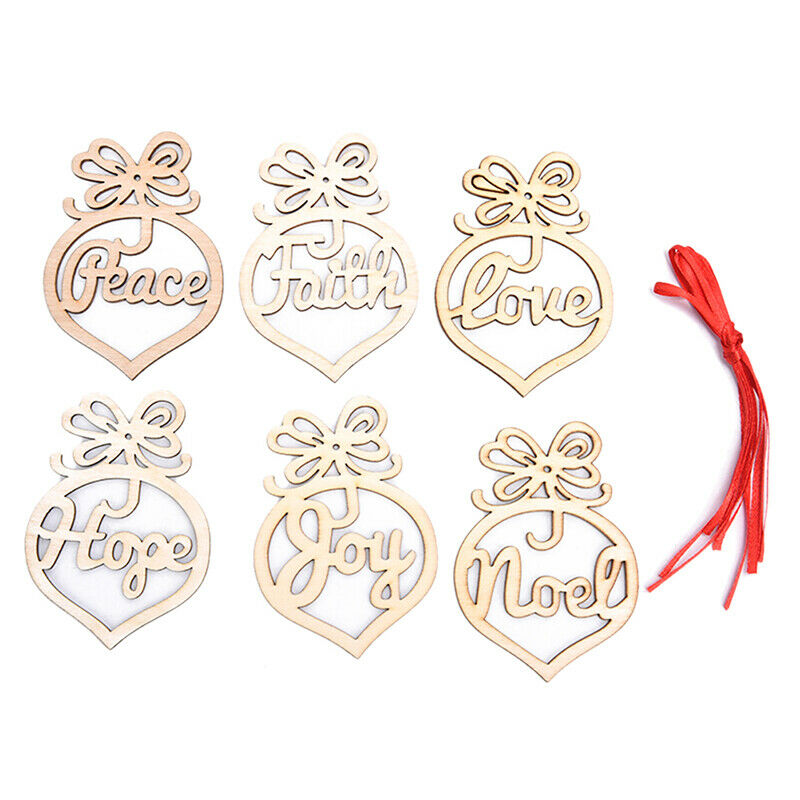 6Pcs Christmas Decorations Wooden Ornament Xmas Tree Hanging Pendant Orna.l8