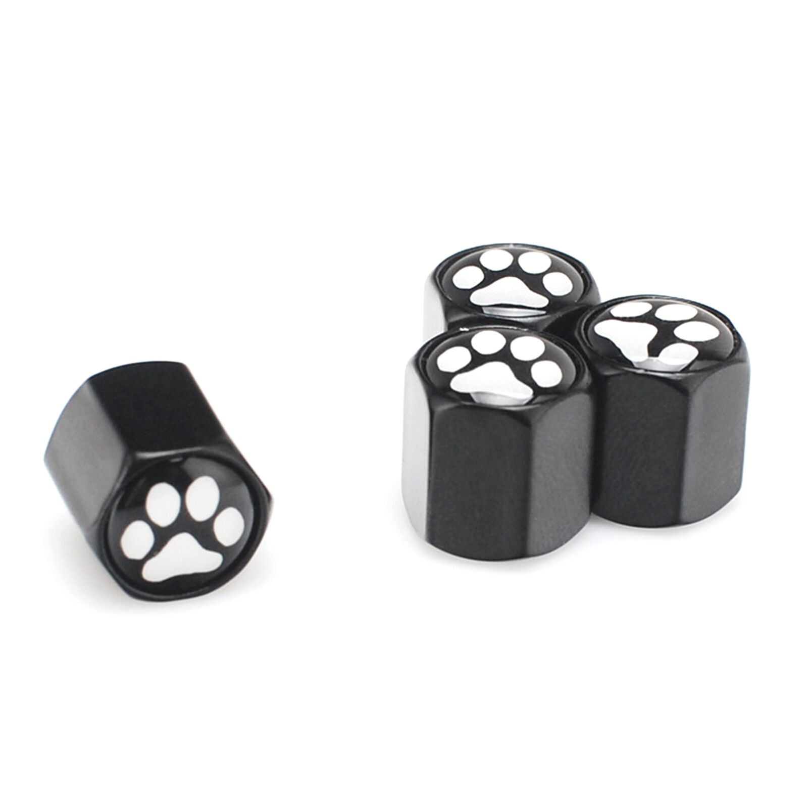 4X Car Tyre Tire Valve Wheel Air Dust Cap Cover Footprint Foot Print Black Style