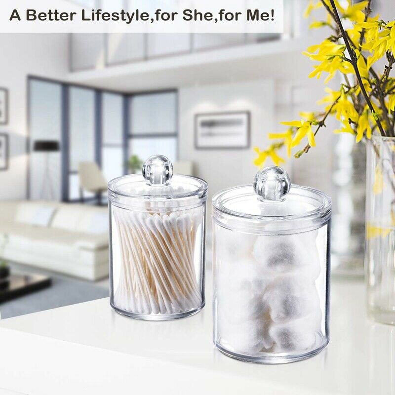 1X(Dispenser Apothecary Jars Bathroom Holder Storage Canister Clear Plastic 8P9)