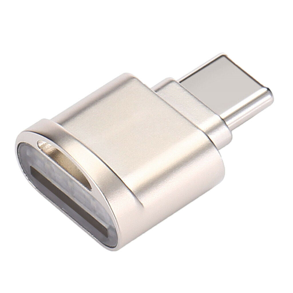 Portable USB C OTG Adapter Card Reader for Micro SD TF Memory Card, Golden