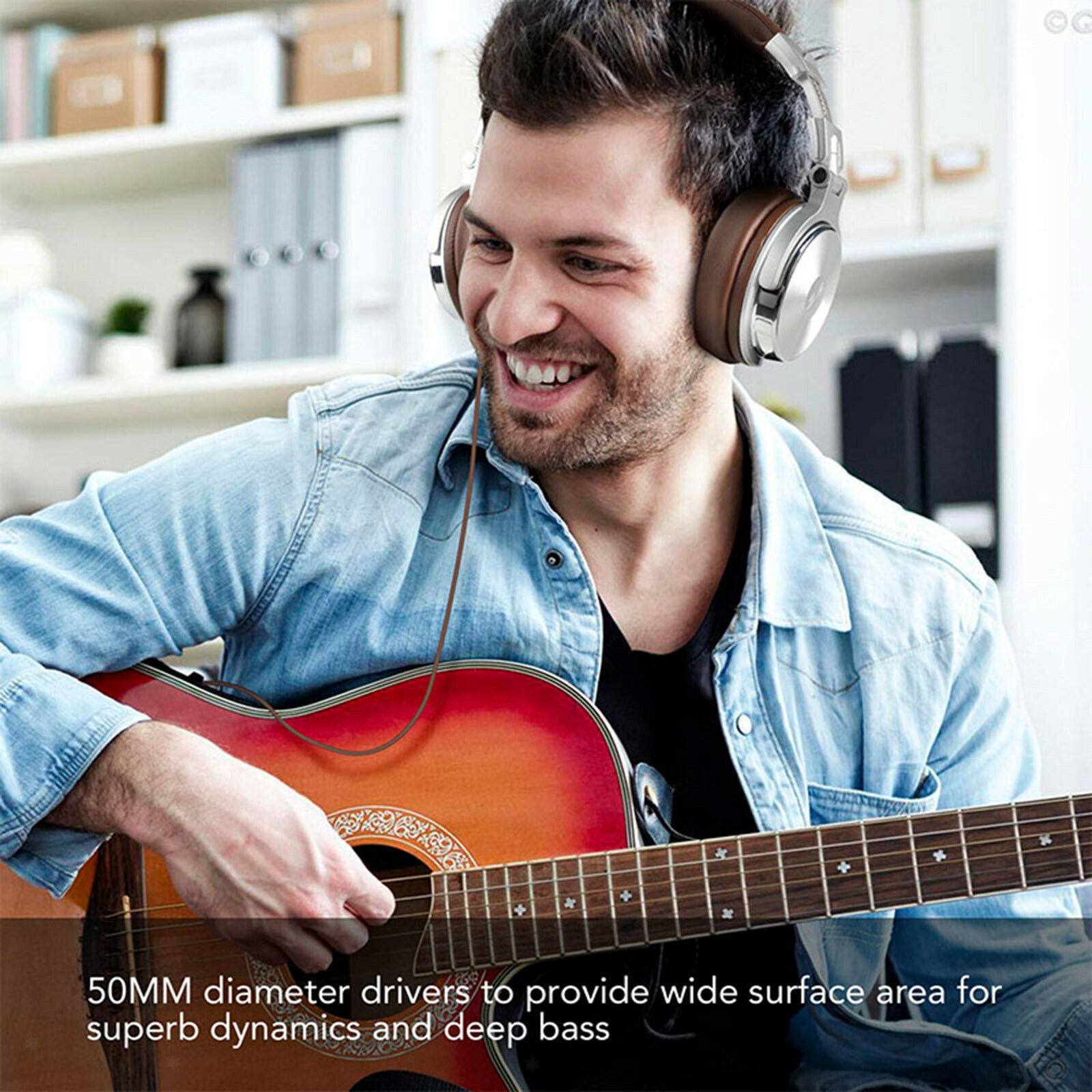 Over Ear Headphones Studio Monitor DJ Stereo Headsets with Mic 3.5mm 6.3mm