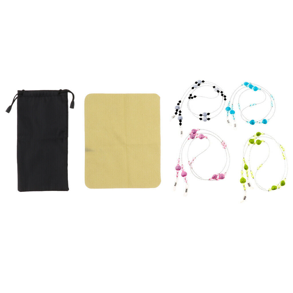4pcs Practical Eyeglasses Chain Strap Glasses Band Eyeglass Cord Holder Set