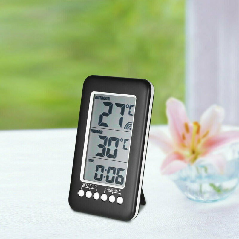 Indoor Wireless Transmitter Outdoor Digital Thermometer Clock Thermometer