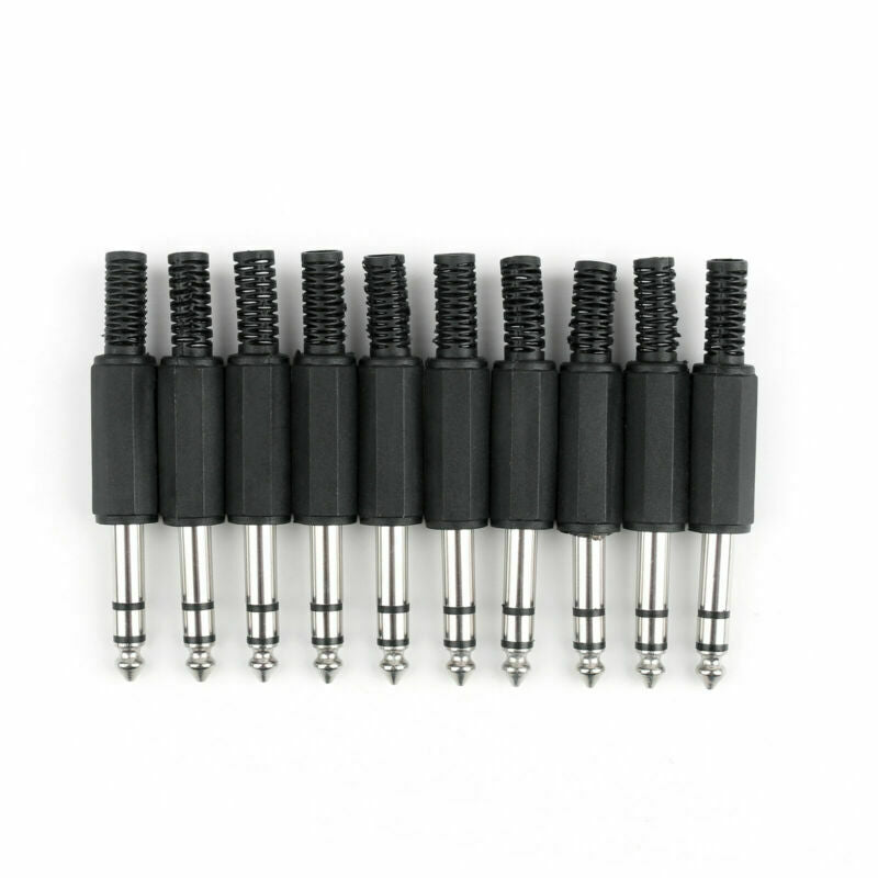 10 Pcs 6.3mm Male Trs 1/4" Stereo Jack Audio Plug Connector Soldering USA