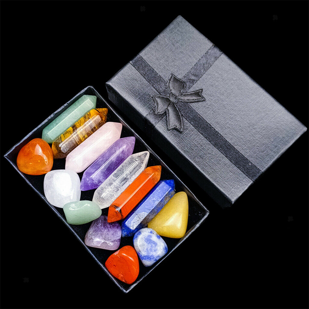 14Pcs Crystal Stone Obsidian Fluorite Labradorite Balancing Desk Ornament