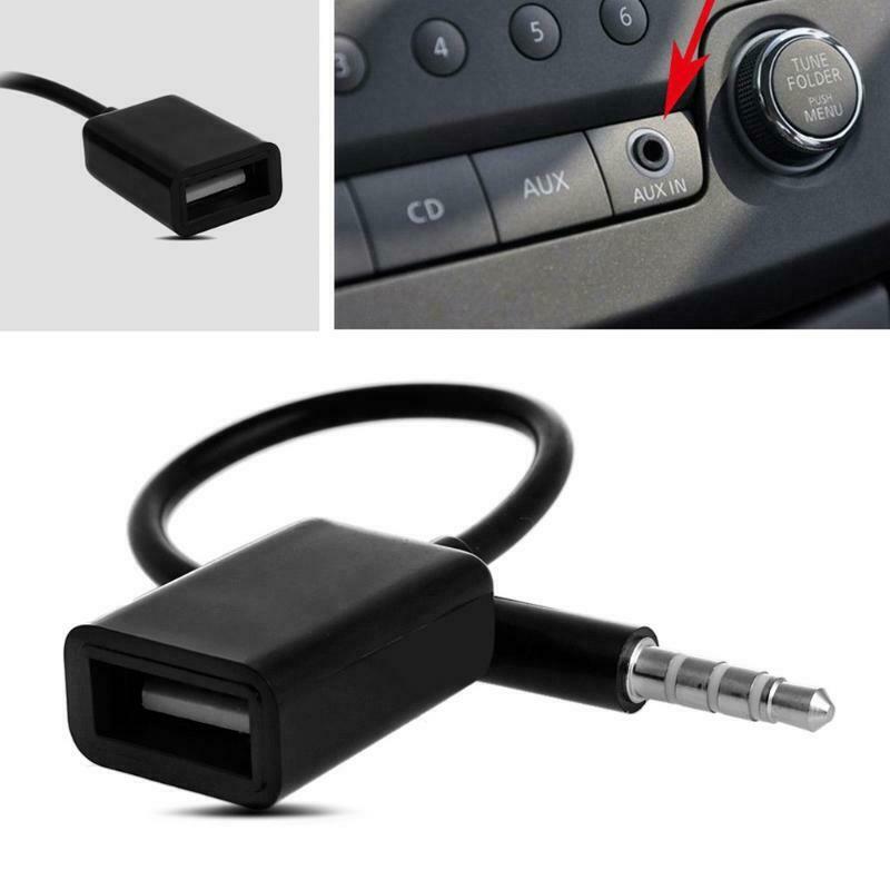 3.5mm Male AUX Audio Plug Jack To USB 2.0 Female Converter Cable Cord Fr Car MP3