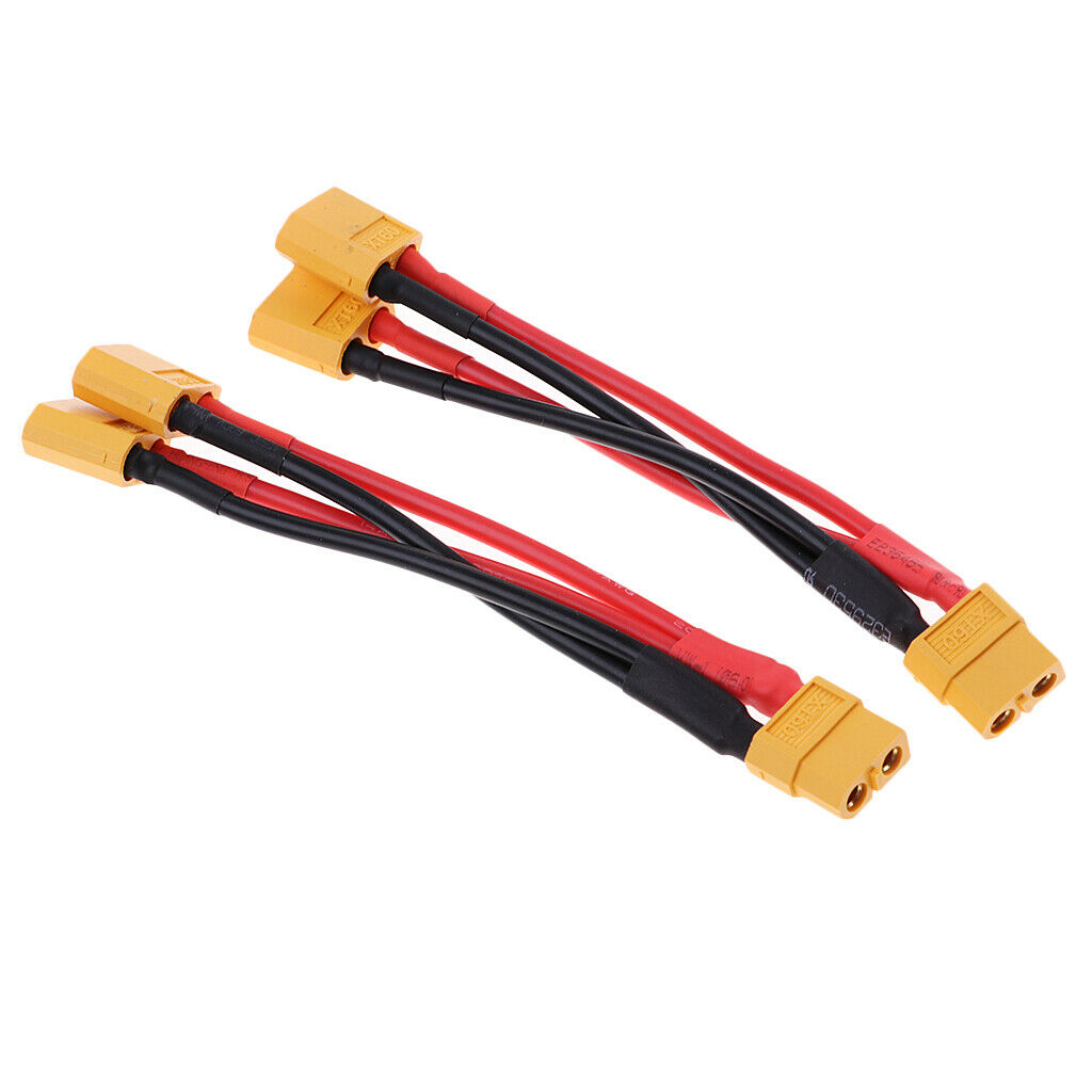2pcs XT60 Male to Dual Female Plug Y Splitter Cable Wire 14AWG 100mm Length