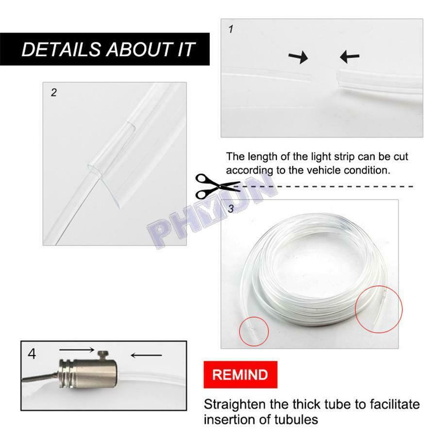 12V RGB Car Interior Atmosphere Light 10 in 1 Neon EL Fiber Optical Strip Light