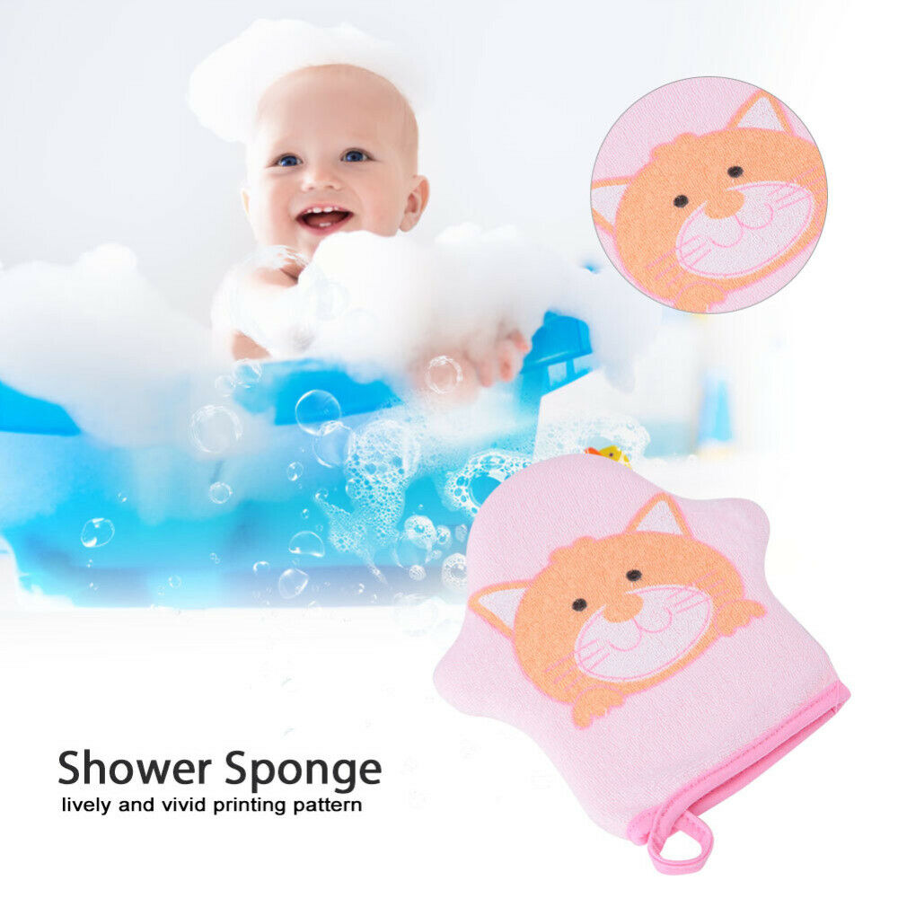Cotton Baby Cartoon Pattern Bath Shower Sponge Kids Soft Bath Brush Scrubber