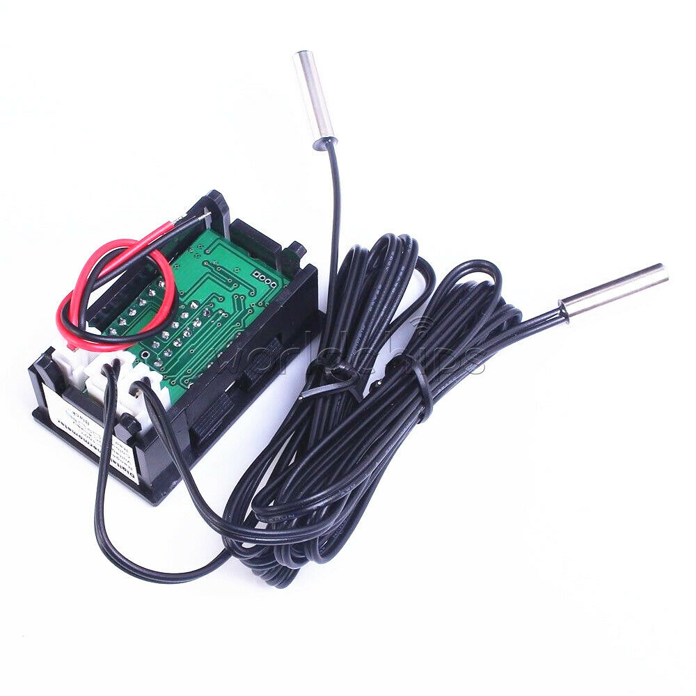 DC4-28V Thermometer Digital Temperature Sensor NTC Metal Probe Dual LED Display