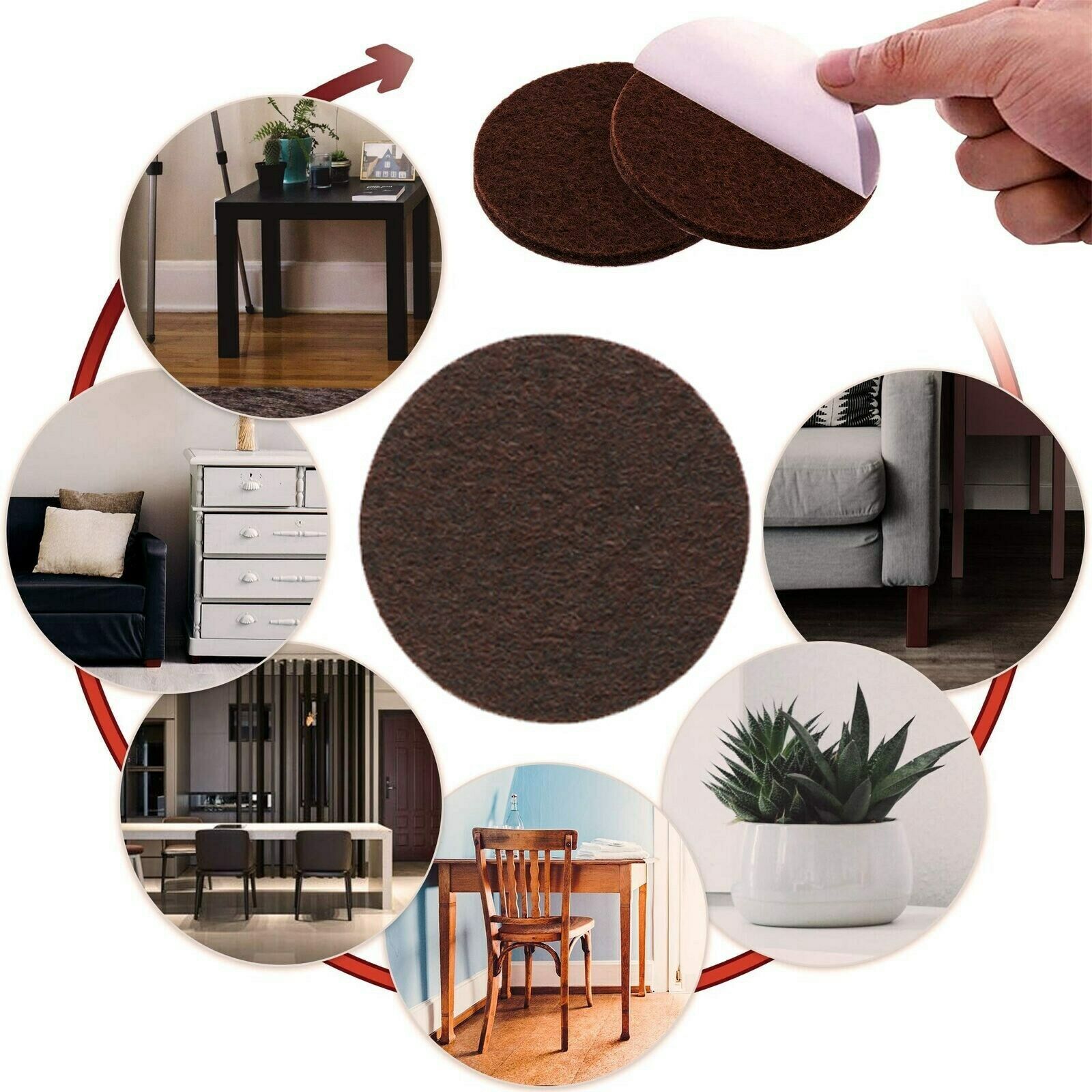 357 Piece Self-Stick Furniture Felt Pads for Hard Surfaces Brown BS5