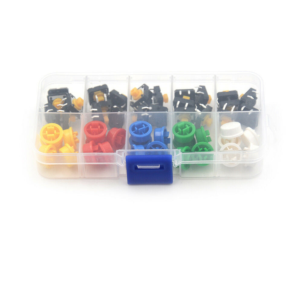 25Sets Momentary Tactile Push Button Touch Micro Switch4P PCB Caps12x12x7.l8