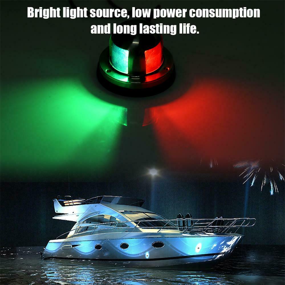 12V Marine Boat Stainless Steel Bow Navigation Light LED Red & Green Yacht Lamp