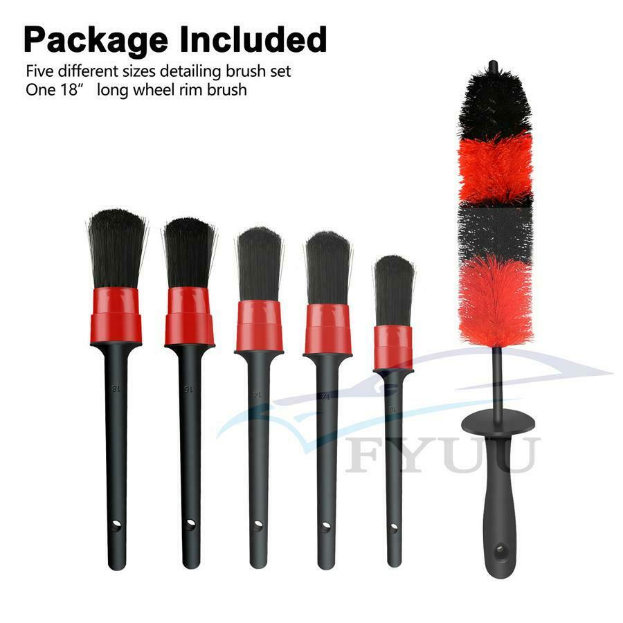 6Pcs Car Wheel Brush Rim Tire Detailing Auto Care Exhaust Tip Motorcycles Brush