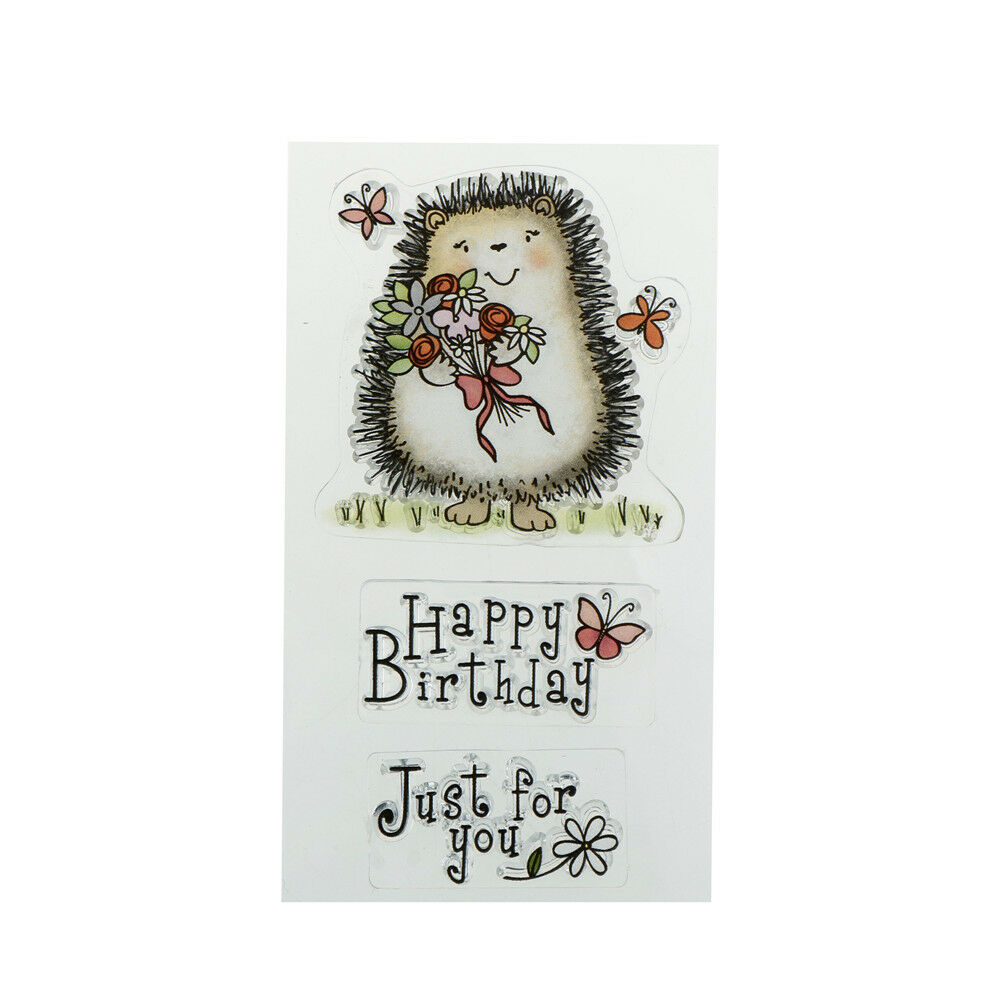 Hedgehog Happy Birthday Rubber Stamp Seal Scrapbooking Photo Album Dec*wkA Qx