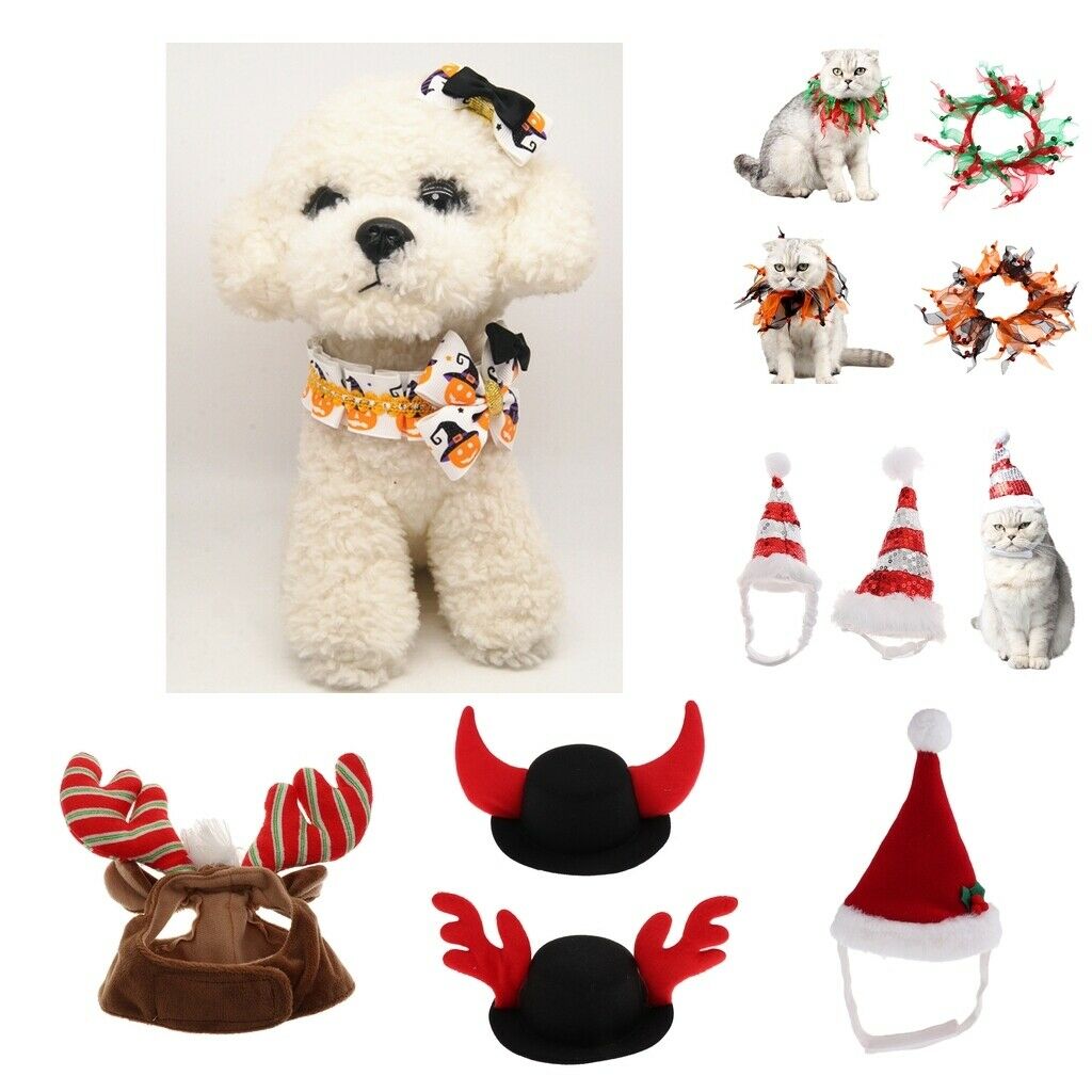 Dog Cat Pets Santa Hat Christmas Costume for Puppy Kitten Small Cats Dogs