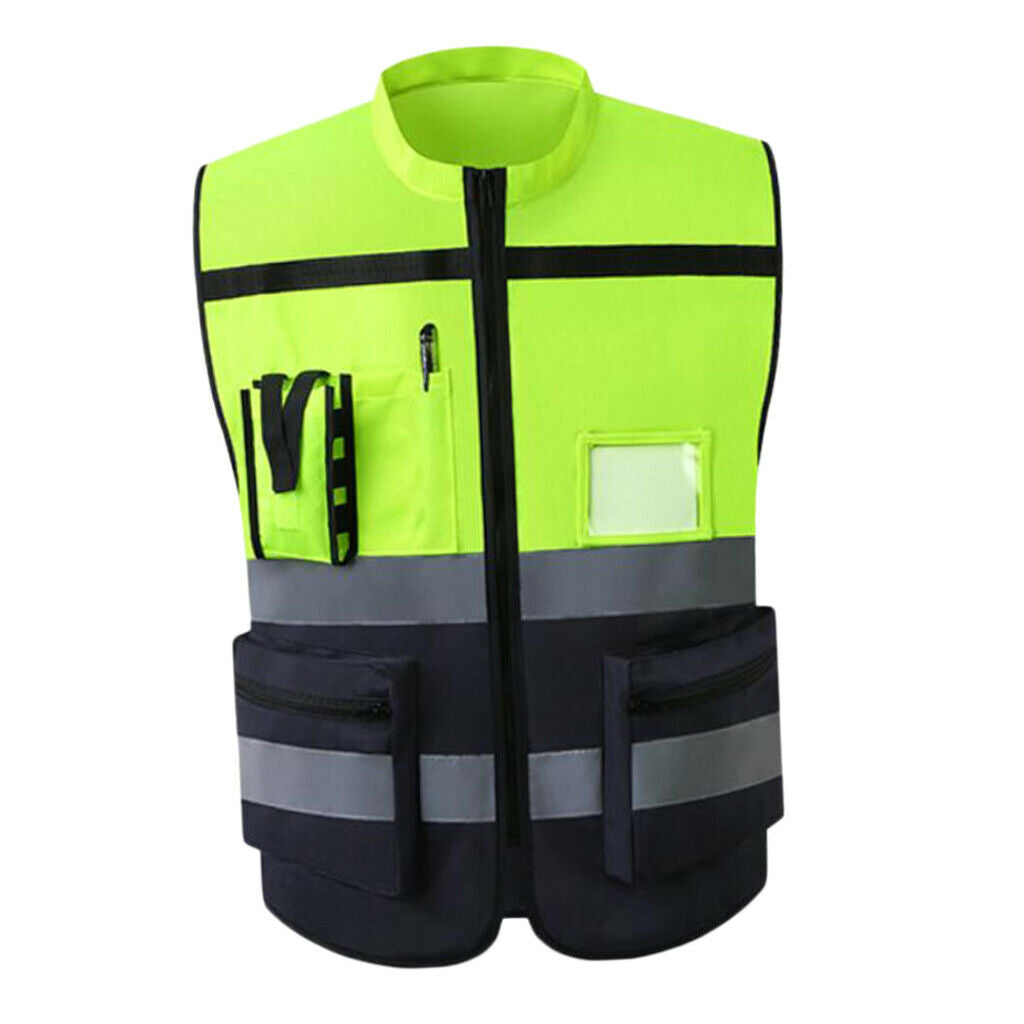 3X Reflective Vest Safety Sleeveless Waistcoat with Zipper Yellow F