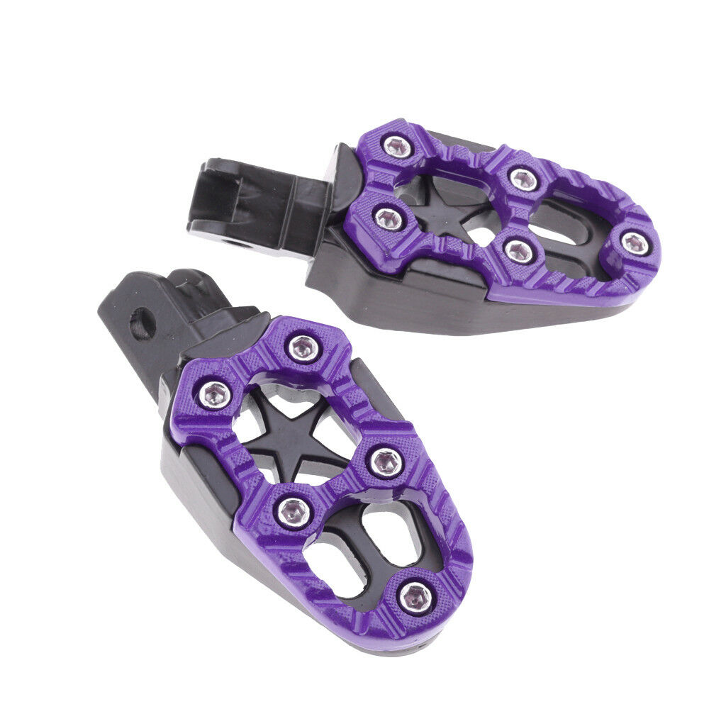 2x Left Right Universal Pedals Foot Pegs Footrests for Motorbike ATV Purple
