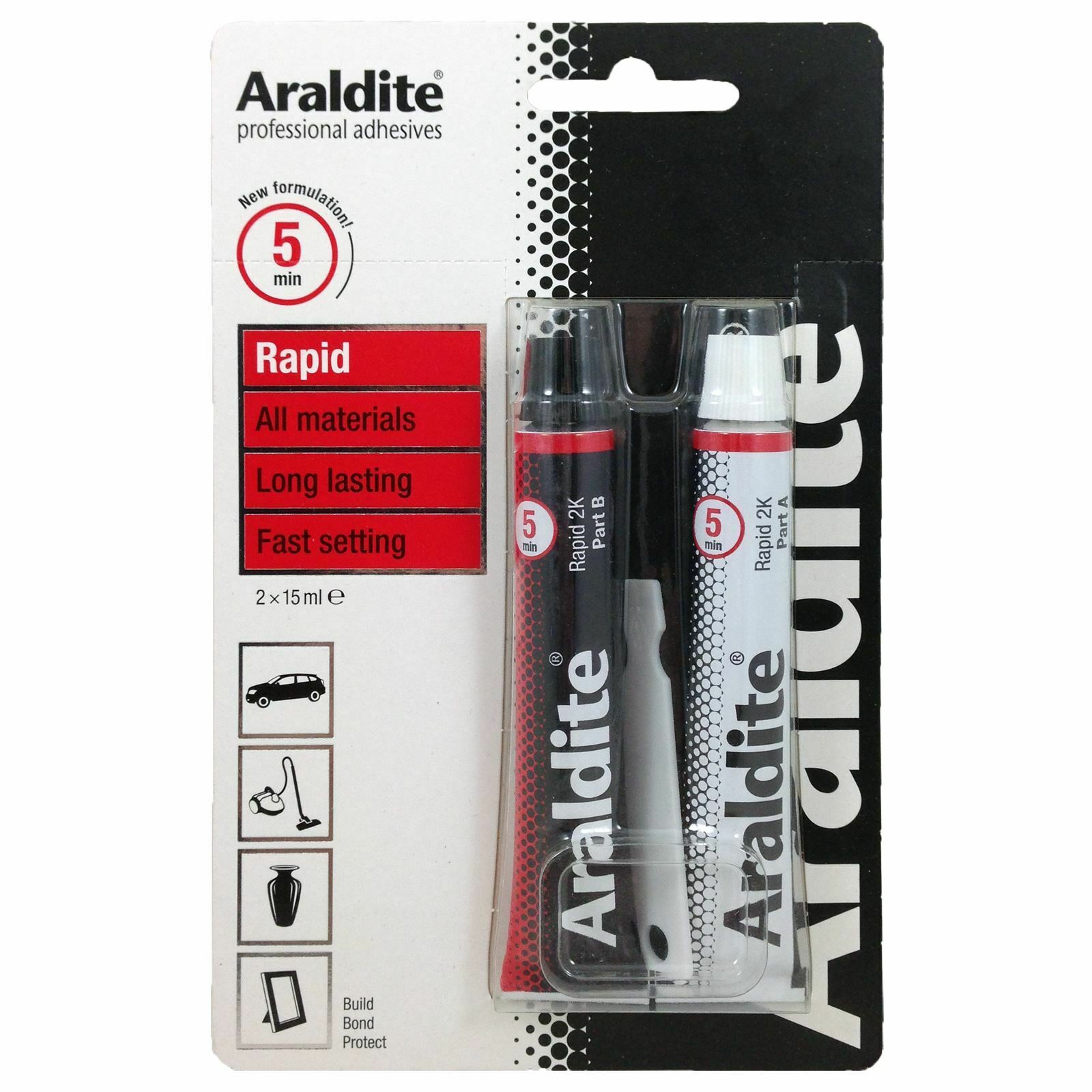 Araldite 2 x 15ml Rapid 5 Min Setting Strong Epoxy 2 Part Glue Adhesive Metal