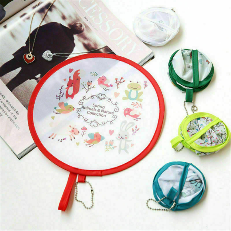 2PCS Lovely Foldable Small Round Portable Fans Hand Fan Pocket For Wedding Party
