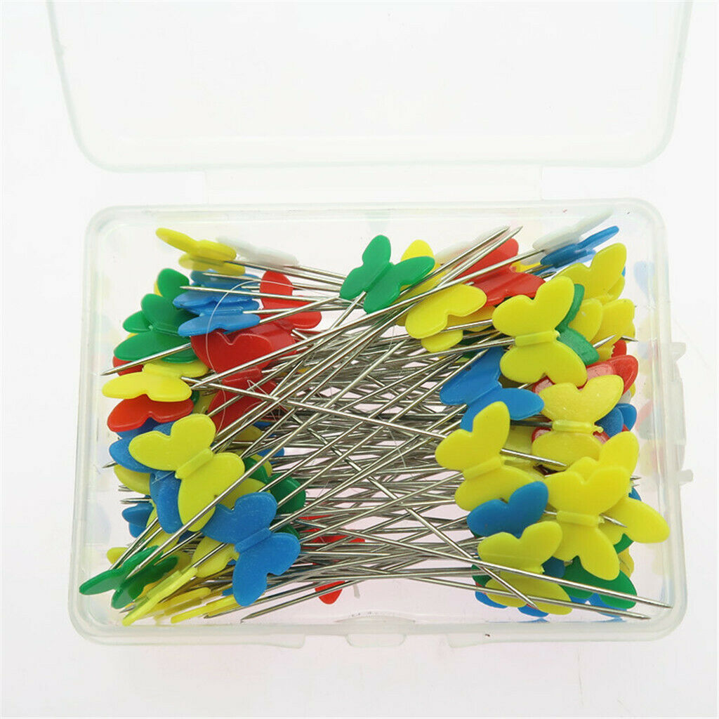 Colorful Butterfly Head Pins, 100Pcs Sewing Dressmaking Wedding Quilting