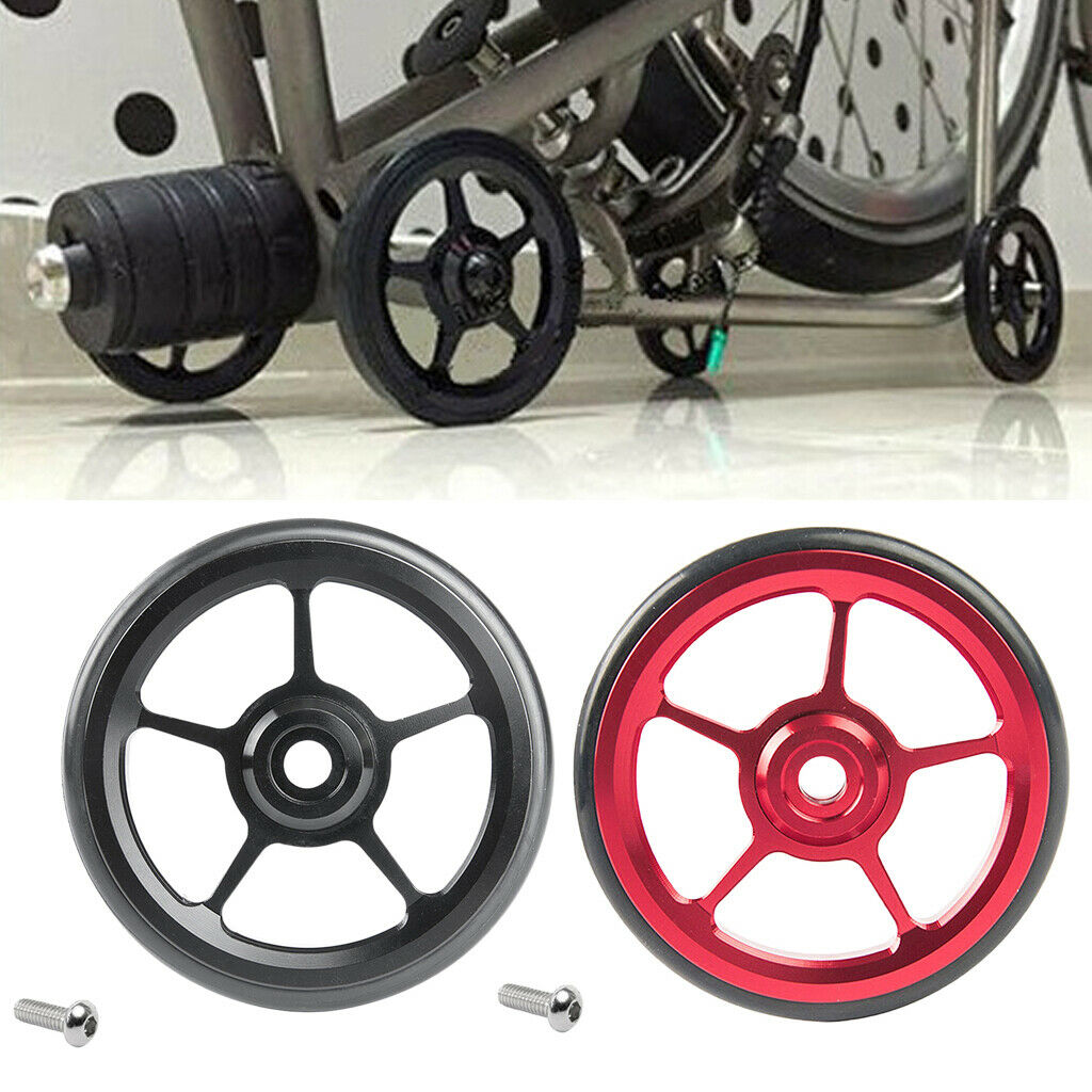 Set of 2 Bike Easy Wheels Bicycle Replacement for Brompton Wheel Red+Black