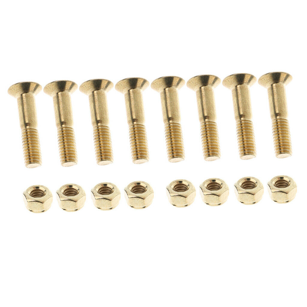 8Pcs/Set Skateboard 25mm Screws Bolts with Nuts Set Replacement Part, Golden