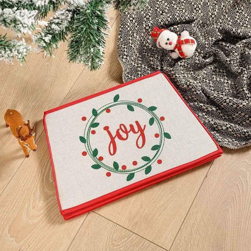 Christmas Plaid "Joy" Print Christmas Tree Skirts New Year Party Holiday Decor