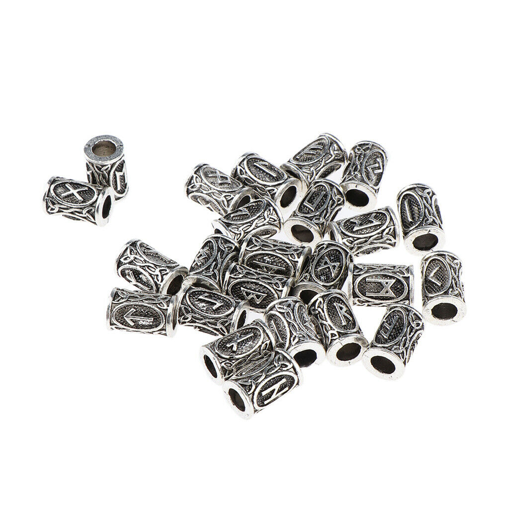 24 lot Retro Viking Tunes Embossed Tube Beads Dreadlocks Hair Braid Rings