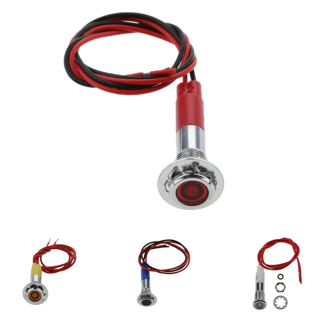 4 Pieces Car Truck Boat 12V 6mm LED Indicator Singal Light Bulbs with Wrie