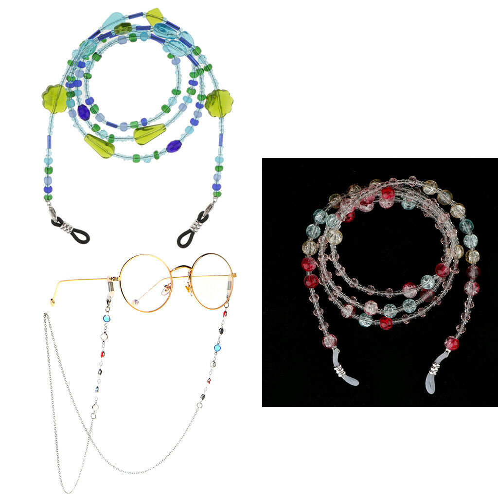 3pcs Eyeglass Sunglasses Cord Holder Necklace Neck Strap Chain Retainers