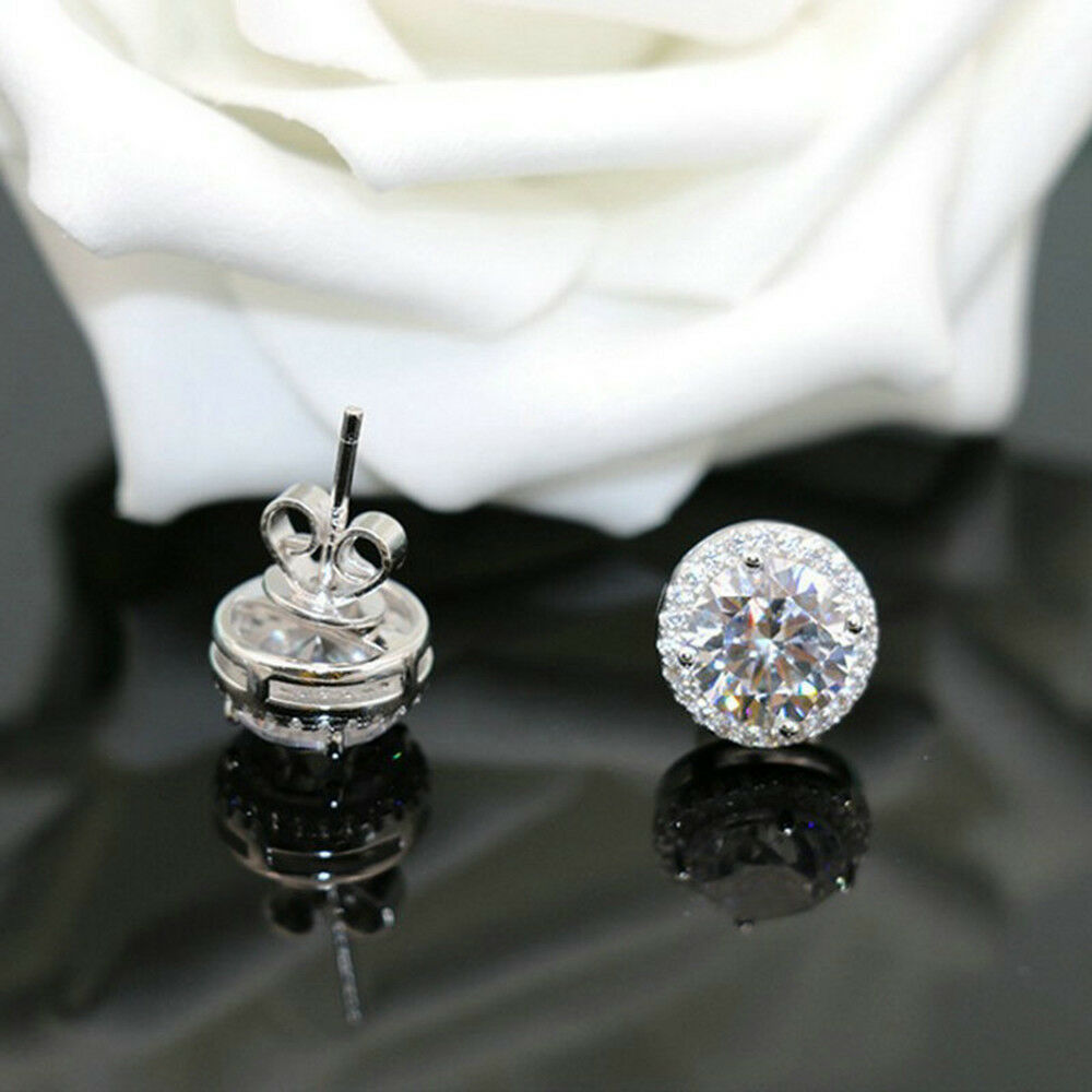 Women Nice Crystal Inlaid Zircon Ear Stud Platinum Plated Earrings jewerly gift