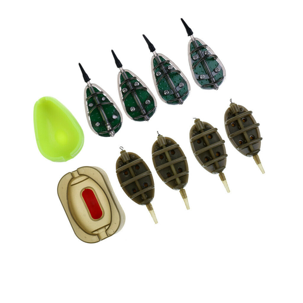 2 Sets Carp Fishing Feeder Bait Mould Sinker 15g,20g,25g,35g,30g,40g,50g,60g