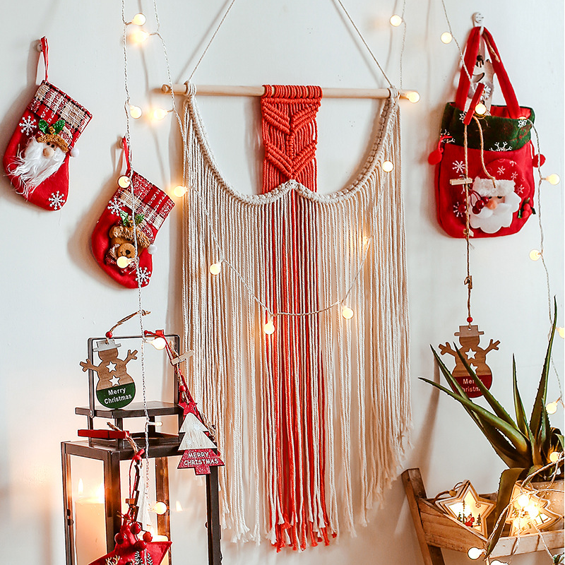 1PC Macrame Wall Hanging Tapestry Handmade Cotton Woven Tassel Boho Decoration
