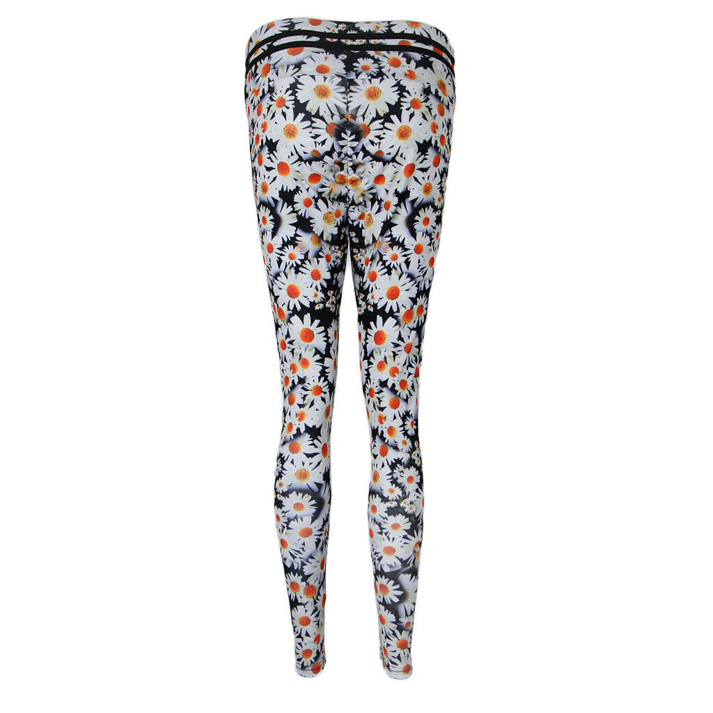 Daisy Floral Print Women Girls Yoga Gym Leggings Compression Sports Pants M