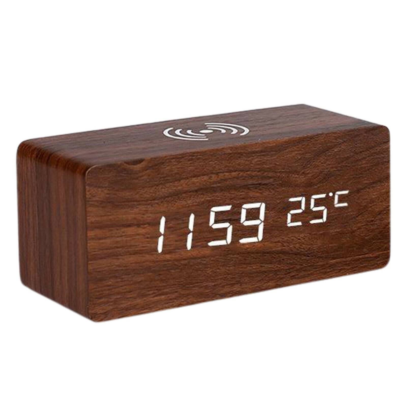 Wireless Charging Bedside Digital Alarm Clock, LED Alarm, with Presets, 3-Level