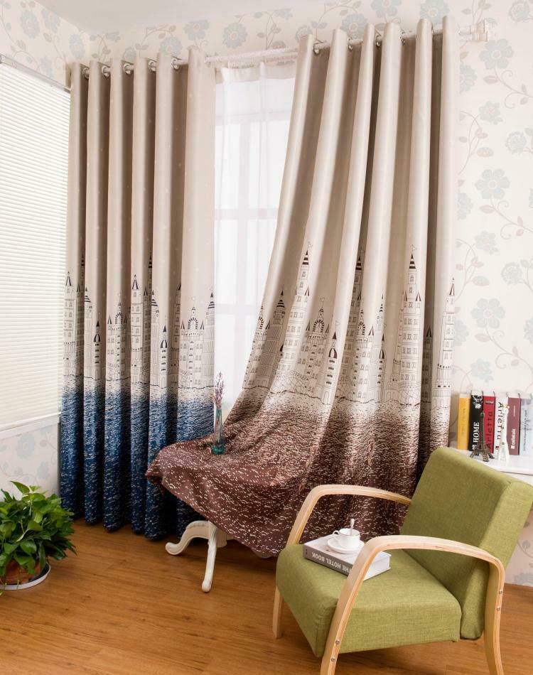 2x Castle Window Panel Curtain Set Sheer Curtain+Blackout Curtain Set Coffee