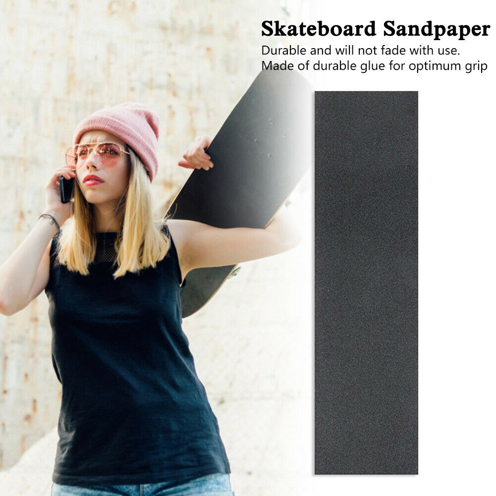 Skateboard Grip Tape Sandpaper Non-Slip Skate Board Deck Grip Tape Durable Bla @