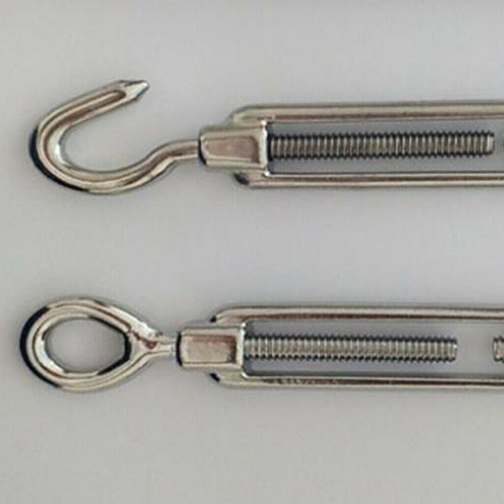 Stainless Steel Turnbuckle Wire Rope Tensioner Hook Eye Rigging Screw 4mm
