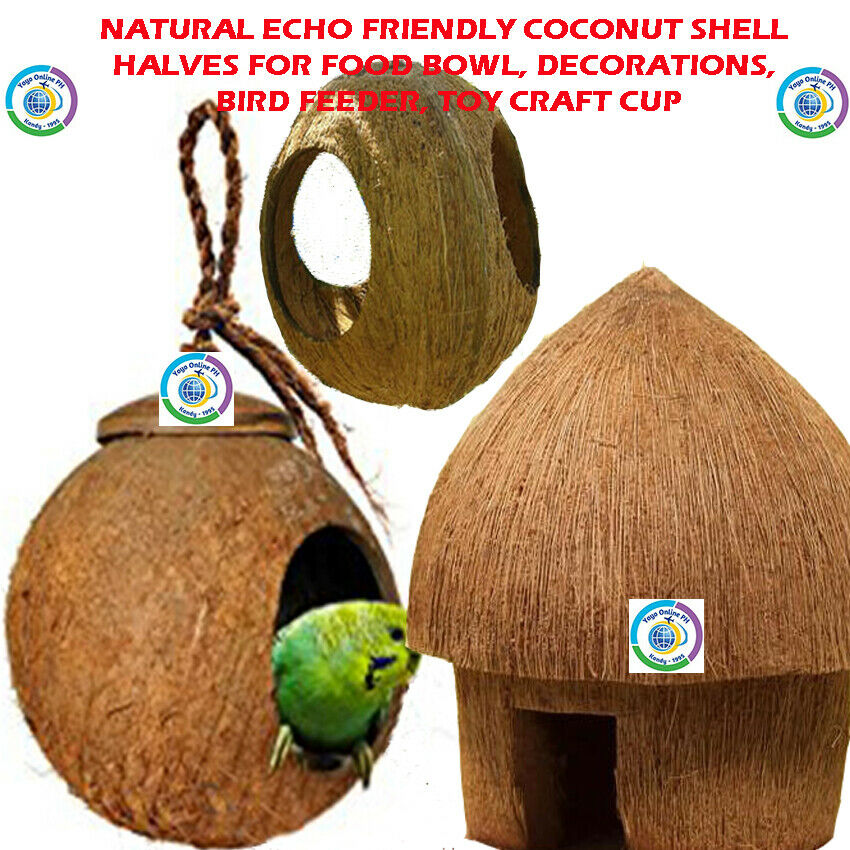 Coconut Shell Bird Nest House Hut Cage Feeder Toys For The pet bird is the palac