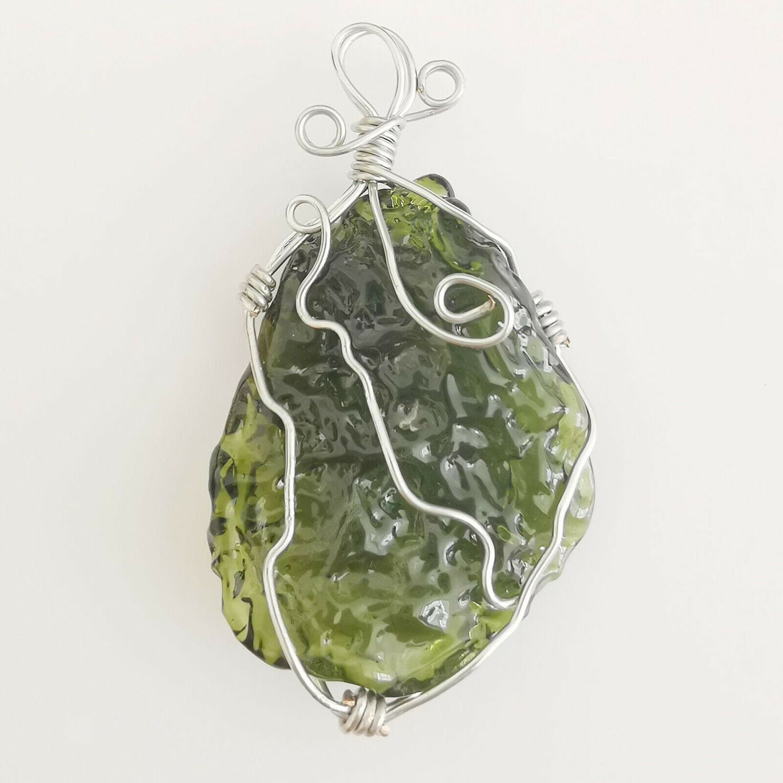 Irregular Crystal Green Moldavite Necklace Pendant Energy Gem Stone Gifts