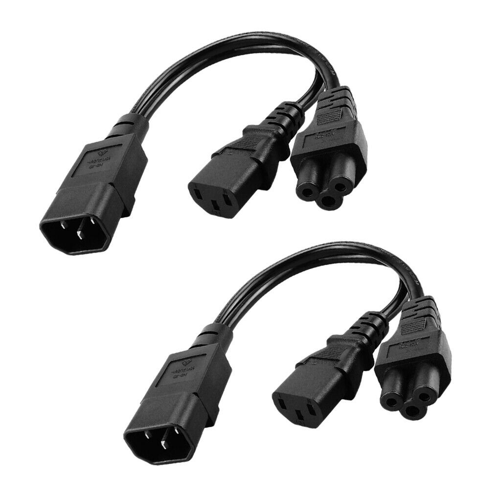 2pcs IEC Kettle C14 to C13 & C5 Male to Female Y Splitter Power Cable Lead