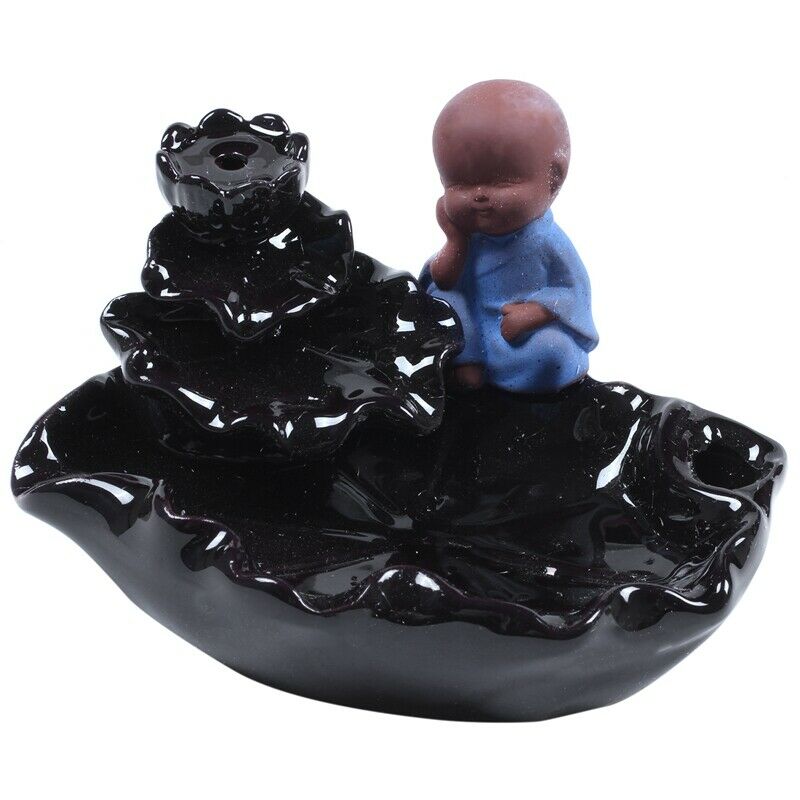 Little Monk Backflow Incense Burner Home Decoration Creative Ceramic Cone WateX6