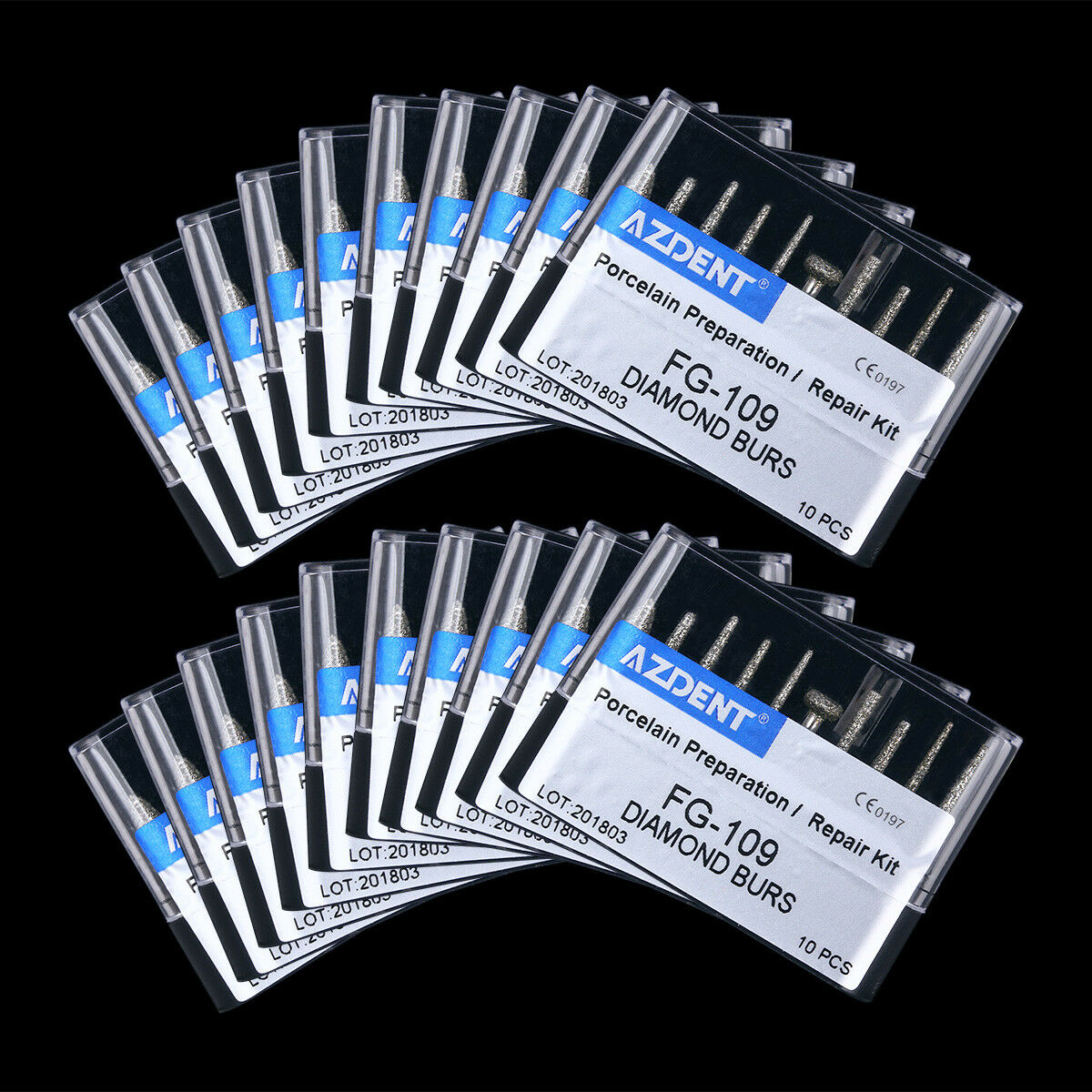 50X AZDENT Dental Diamond Burs FG-109 Porcelain Preparation Repair 10pc/pack