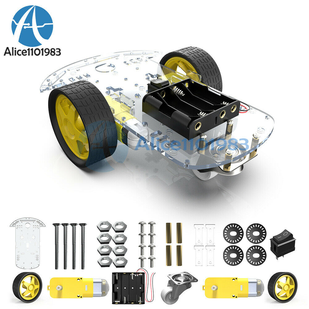 2X 2WD Smart Robot Car Chassis Kit/Speed encoder Battery Box Arduino motor 1:48