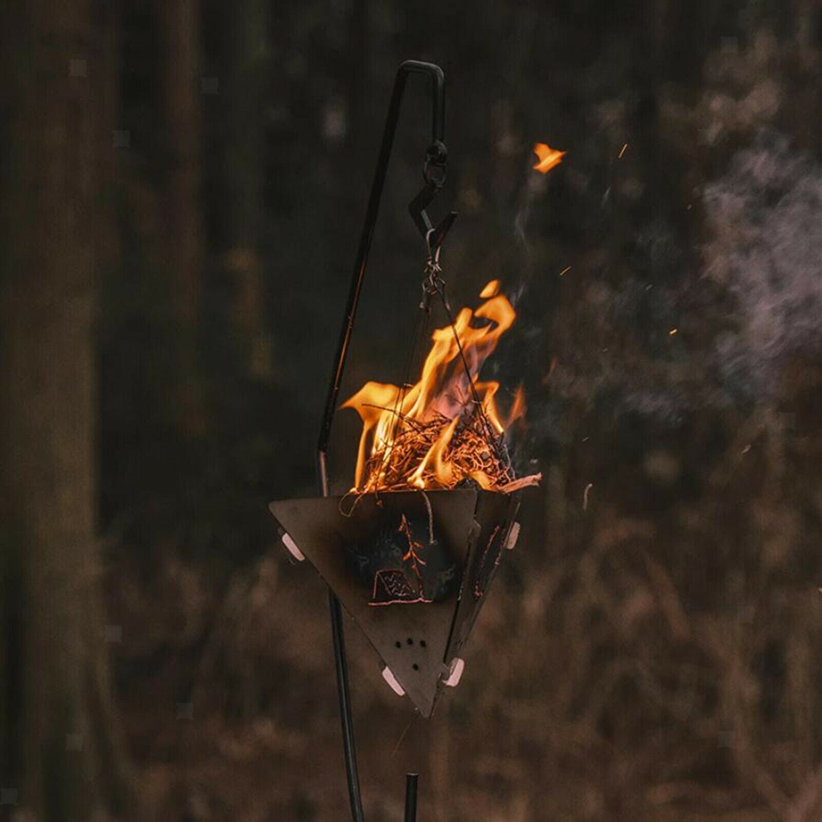 Wood Burning Folding Camping Stove Portable Campfire Hanging Pit Lightweight