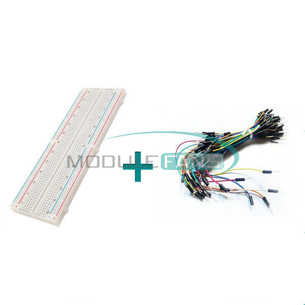 Solderless 830 Tie Points  PCB Breadboard MB102+65Pcs Jumper Cable wires Arduino
