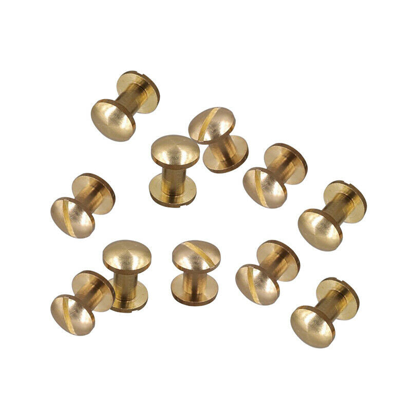 10xSolid Brass Rivets Round Head Nail Rivet Belt Screws Craftsmanship Leather HN