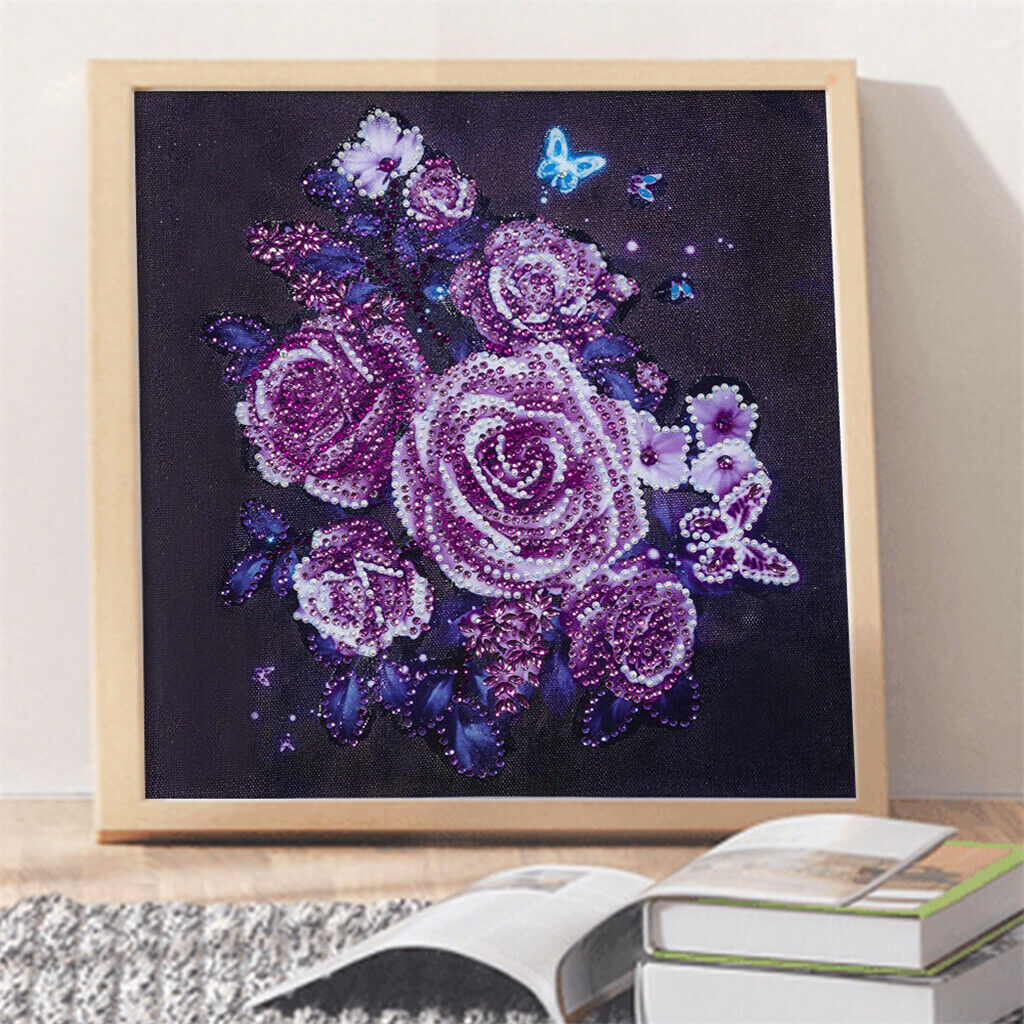 5D Special Shaped Diamond Painting Cross Stitch Crafts Kits Purple Flower