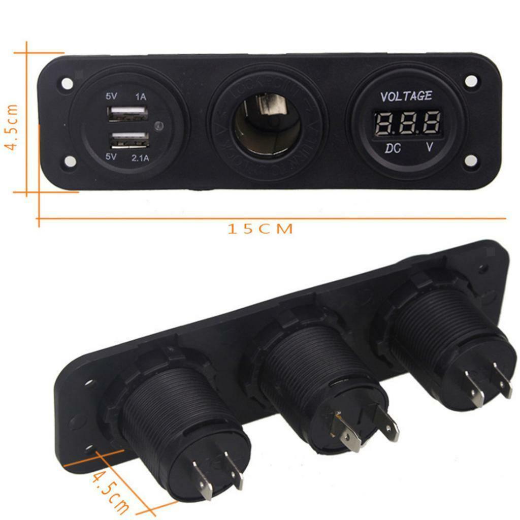 Waterproof Car Boat Dual Ports USB Charger Cigarette Lighter Port Voltmeter